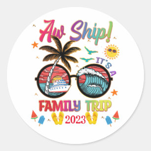 Sticker Rond Voir le groupe coloré Voyage de famille de navire 