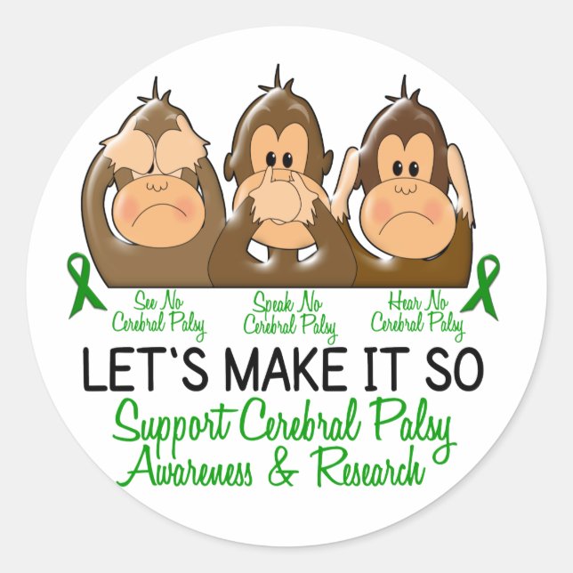 Sticker Rond Voir Parler Hear No Cerebral Palsy 2 (Devant)