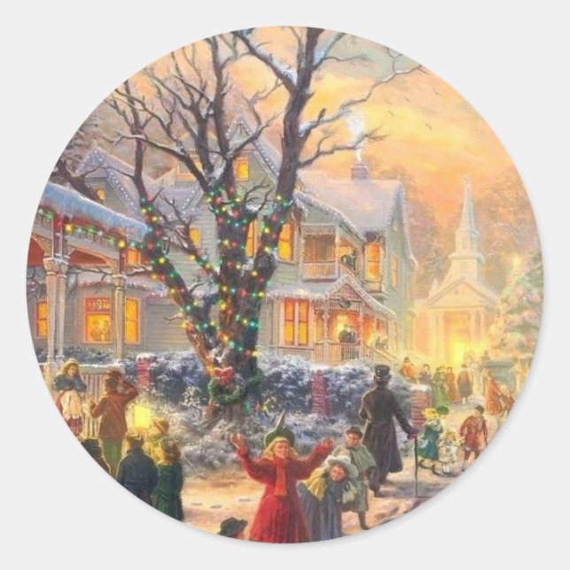Sticker Rond Voisinage vintage de Noël (Devant)