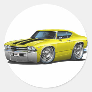 Sticker Rond Voiture 1969 Jaune-Noire de Chevelle
