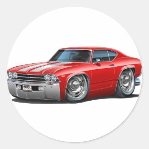 Sticker Rond Voiture 1969 Rouge-Blanche de Chevelle