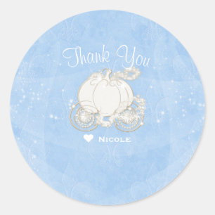 Sticker Rond Voiture à étincelles bleues Cendrillon Faveur de f
