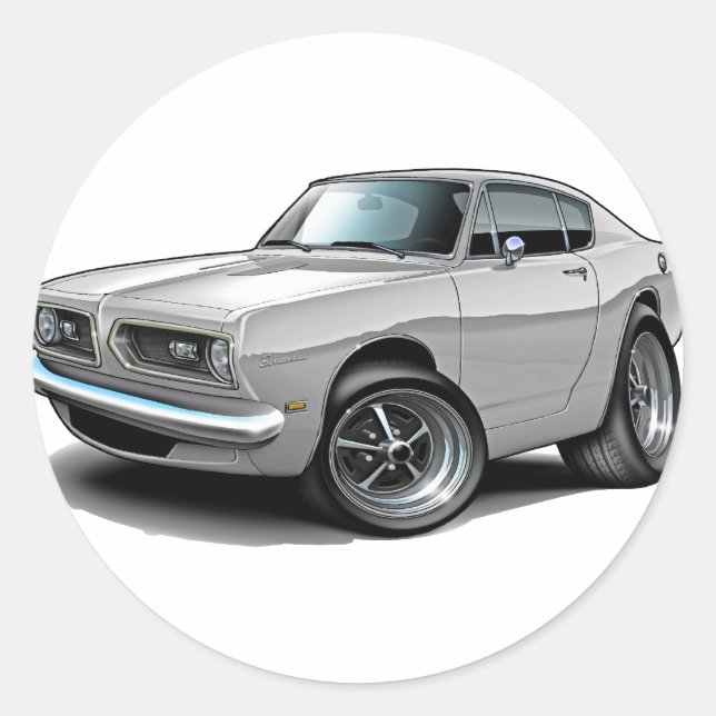 Sticker Rond Voiture blanche Barracuda 1967-69 (Devant)