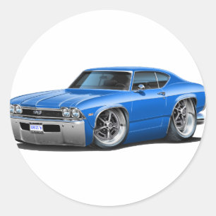 Sticker Rond Voiture bleu Chevelle 1968