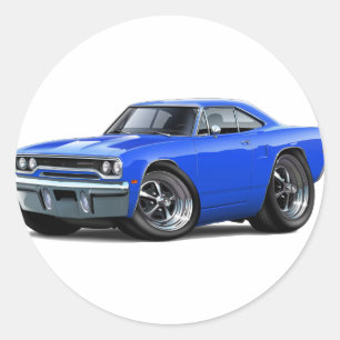 Sticker Rond Voiture bleue Roadrunner 1970