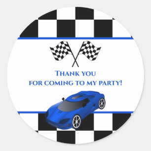 Sticker Rond Voiture Blue Race   Parti Anniversaire de enfant F