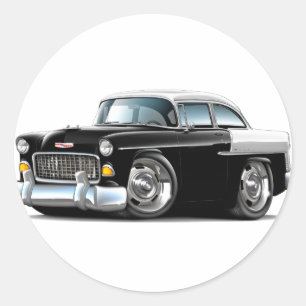 Sticker Rond Voiture Chevy Belair noir-blanc 1955