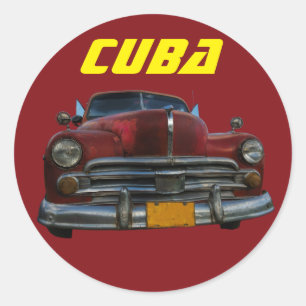 Sticker Rond Voiture classique américaine à Cuba