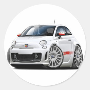 Sticker Rond Voiture de blanc de Fiat 500 Abarth