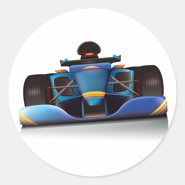 Sticker Rond Voiture de course bleue (Devant)