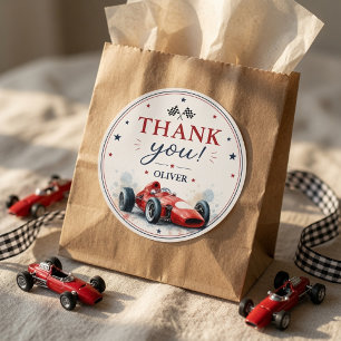 Sticker Rond Voiture de course de Formule vintage Merci