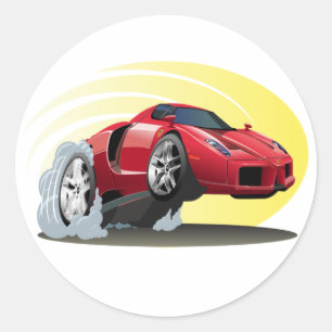 Sticker Rond Voiture de dessin