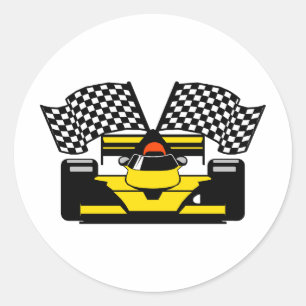 STICKER ROND VOITURE DE RACE JAUNE