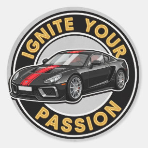 Sticker Rond Voiture de sport noire