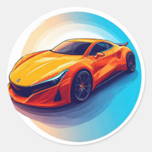 Sticker Rond Voiture de sport vibrante au design moderne