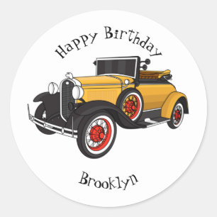 Sticker Rond Voiture jaune classique 1931