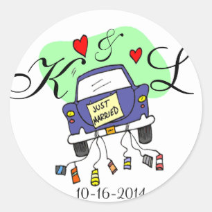 Sticker Rond Voiture juste mariée