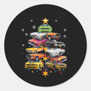 Sticker Rond Voiture Madness Arbre de Noël Classic Muscle Cars