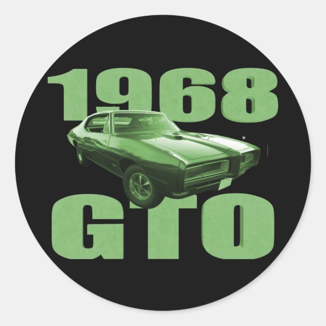 Sticker Rond Voiture Pontiac GTO 1968 Vert (Devant)
