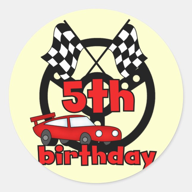 Sticker Rond Voiture Racing 5e Anniversaire Tshirts et cadeaux (Devant)