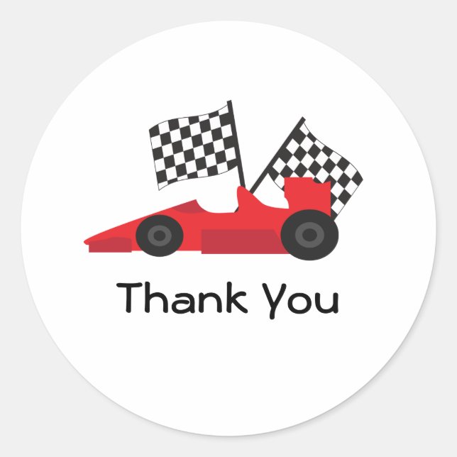 Sticker Rond Voiture Red Race avec drapeaux À damiers (Devant)