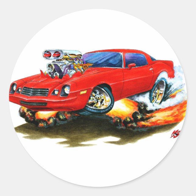 Sticker Rond Voiture rouge Camaro 1979-81 (Devant)