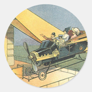 Sticker Rond Voitures cabriolet Steampunk de science-fiction vi