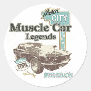 Sticker Rond Voitures classiques ~ Muscle Car Legend