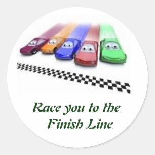 Sticker Rond voitures colorées, Race vous à la ligne de finitio
