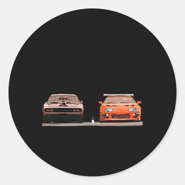 Sticker Rond Voitures Furieuses Fast N (Devant)
