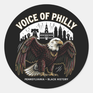 Sticker Rond Voix de Philly aigle noir histoire patrimoine 