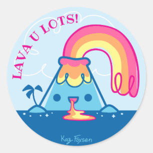 Sticker Rond Volcan de Kawaii