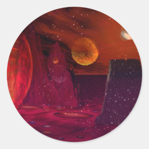 Sticker Rond Volcans sur Mars