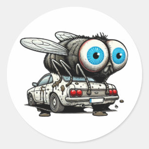 Sticker Rond Voler Bomb géant Voler Pooping sur une voiture