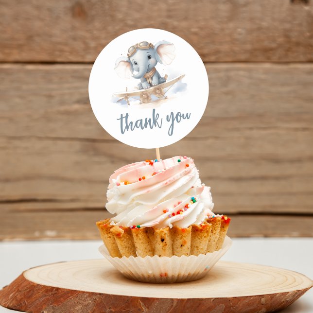 Sticker Rond Voler dans des lisses adorables : Aquarelle élépha (Créateur téléchargé)