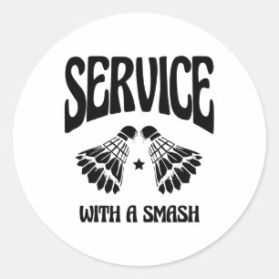 Sticker Rond Voler Haut Avec Chaque Navette Badminton Player Sh