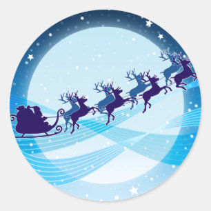 Sticker Rond Voler Père Noël