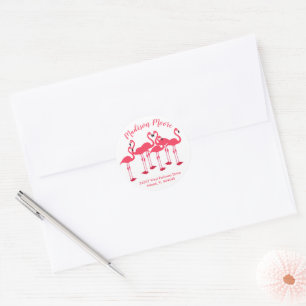 Sticker Rond Volet Rose De Flamants roses Sceau D'Enveloppe Thé