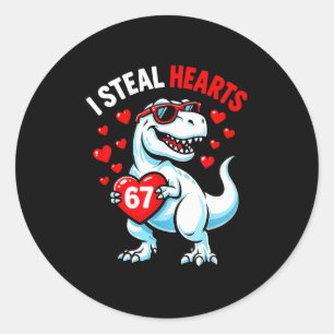 Sticker Rond Volez 67 cœurs valentine's day 67 meme 6 7 t-rex