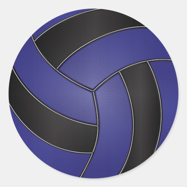Sticker Rond Volley-ball bleu foncé et noir (Devant)
