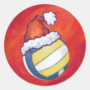 Sticker Rond Volley-ball Casquette de Noël
