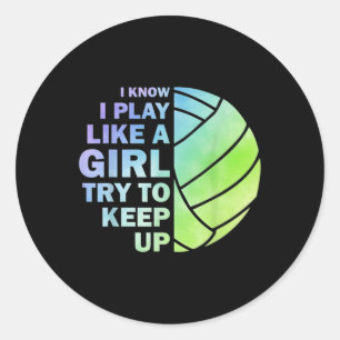 Sticker Rond Volley-ball cool Pour Femmes Filles Jeune Volley-b