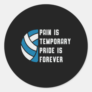 Sticker Rond Volley-ball Douleur Est Joueur Rétro De Plage Temp