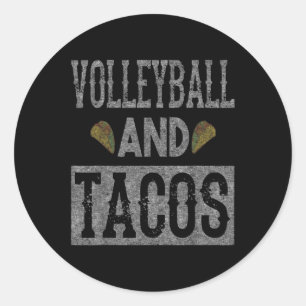 Sticker Rond Volley-ball et Tacos Amusants Taco dévêtus