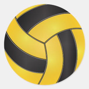 Sticker Rond Volley-ball jaune doré et noir