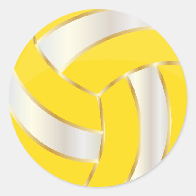 Sticker Rond Volley-ball jaune, or et blanc (Devant)