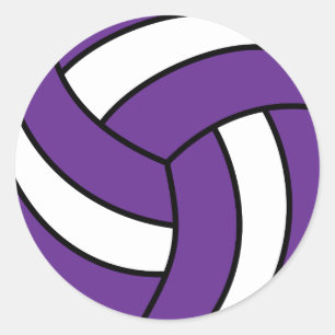 Sticker Rond Volley-ball mauve et blanc