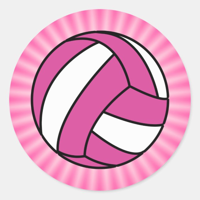 Sticker Rond Volley-ball rose (Devant)