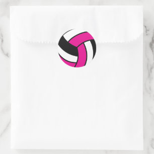 Sticker Rond Volley-ball rose et blanc chaud