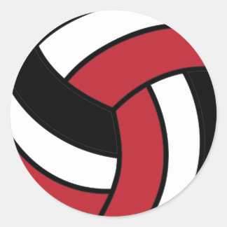 Sticker Rond Volley-ball rouge foncé et blanc